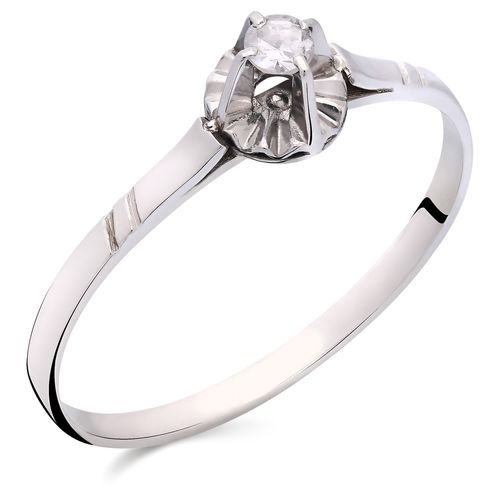 Anel Solitário Com Diamante Ouro Branco 191309