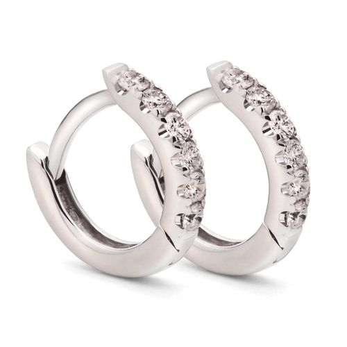 Par de Brinco Argola de Ouro com 12 Diamantes Aprox. 16 pts 191500