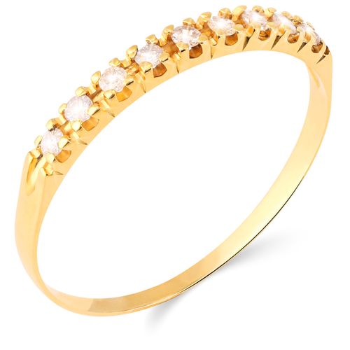 Meia Aliança em Ouro Amarelo 18k com 9 Diamantes 197944