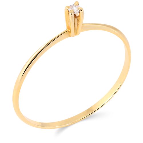 Anel Solitário em Ouro Amarelo 18k com Diamante 197956