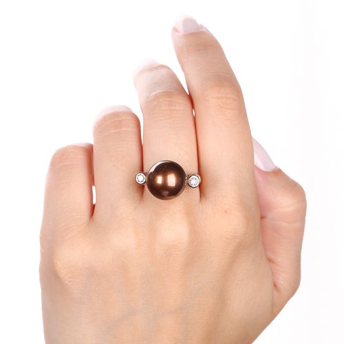 Anel de Ouro Rose com Perola South Sea e Diamantes 110475