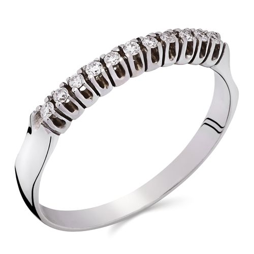 Meia Aliança Com Diamantes Ouro Branco 101498