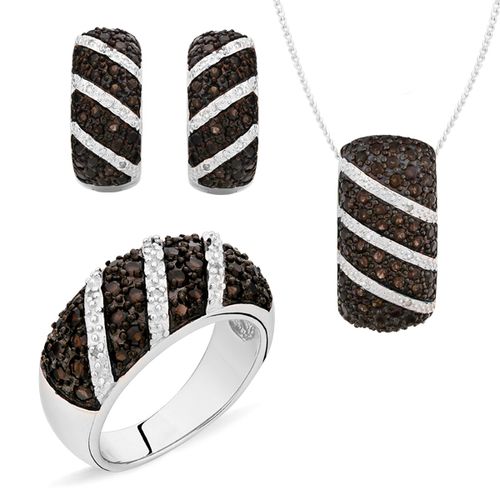 Conjunto Smoke Topázio e diamantes Prata 101794