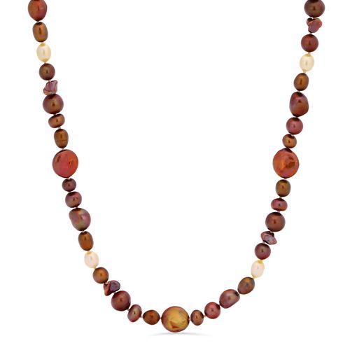 Colar Pérola Mesclada Irregular Chocolate e Amarela 106090