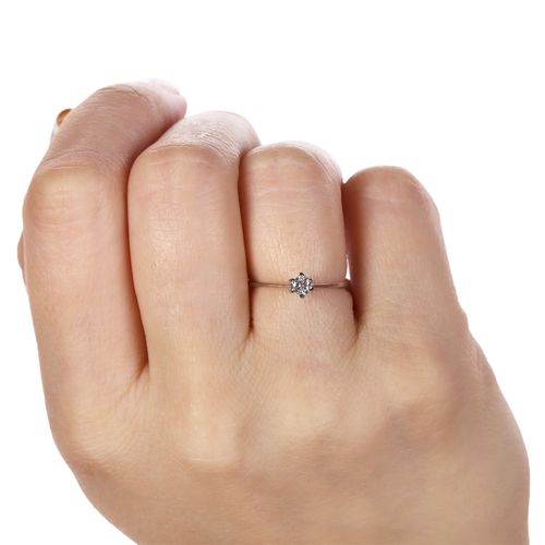 Anel Solitário Diamante 10 pts Ouro Branco 112523