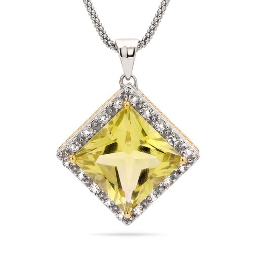 Pingente de Prata com Quartzo Limão e Topázios Brancos Aprox. 11,80 cts 119926