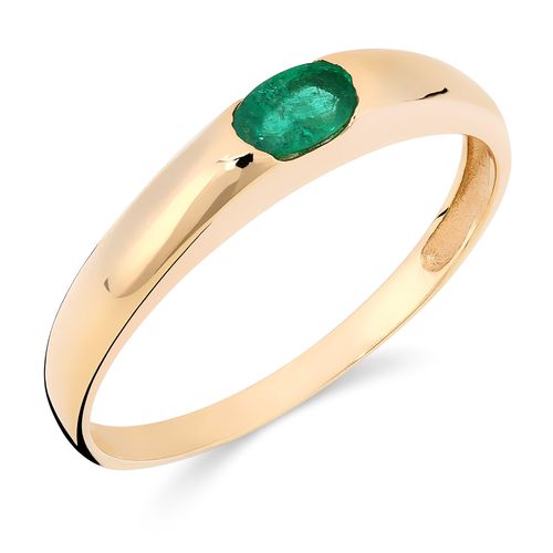 Anel de Ouro Amarelo com Esmeralda 123471