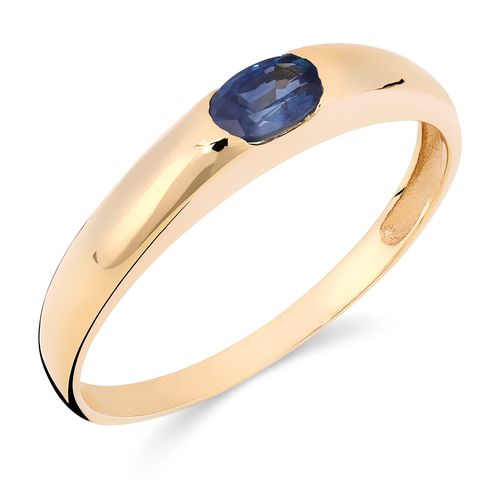 Anel de Ouro Amarelo com Safira Azul 123584