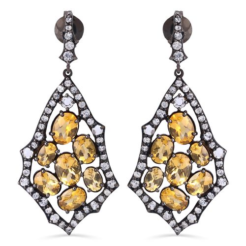 Par de Brincos Setara com Citrinos e Topázios Brancos Prata 127633