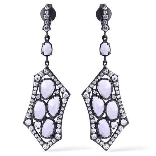 Par de Brincos Setara com Ametistas e Topázios Brancos Prata 127649