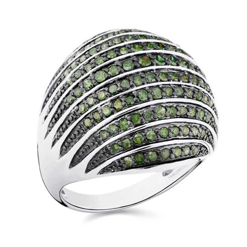 Anel de Prata com Diamantes Verdes Aprox. 1 ct 141905