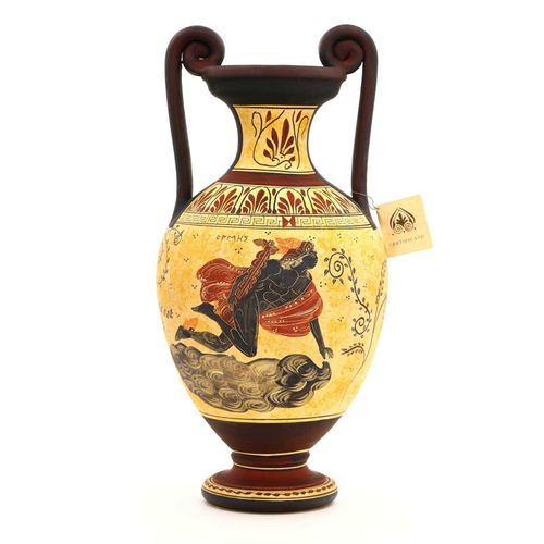 Ânfora com Desenho Grego e 2 Alças Caracol em Cerâmica 35 cm 143370