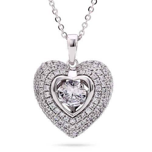 Pingente Coração Dancing Diamond com Zircônias em Prata 146566