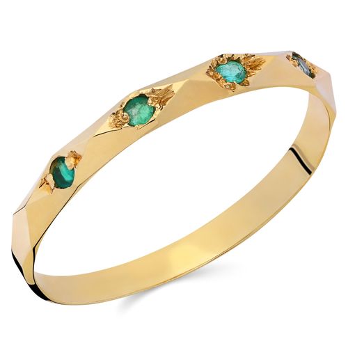 Anel Com 4 Esmeraldas Ouro Amarelo 148354