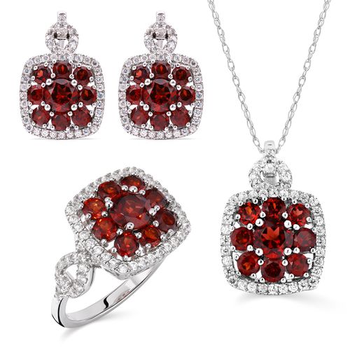 Conjunto de Prata com Granadas e Zircônias 153471