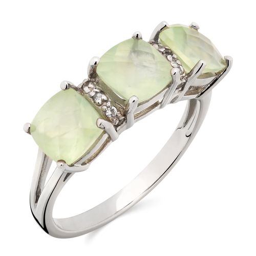 Meia Aliança com 3 Prenitas Aprox. 2,54 cts e Topazios Brancos Prata 157301