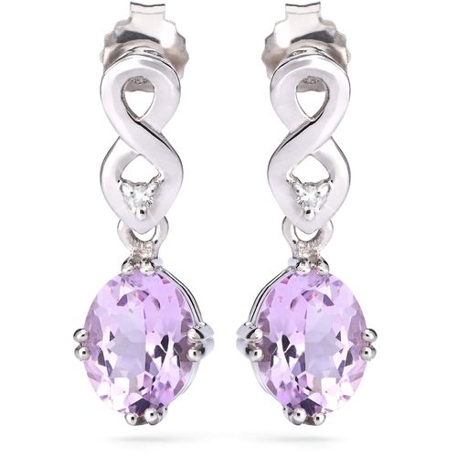 Par de Brinco Ametista natural e Topázio Branco Prata 158025