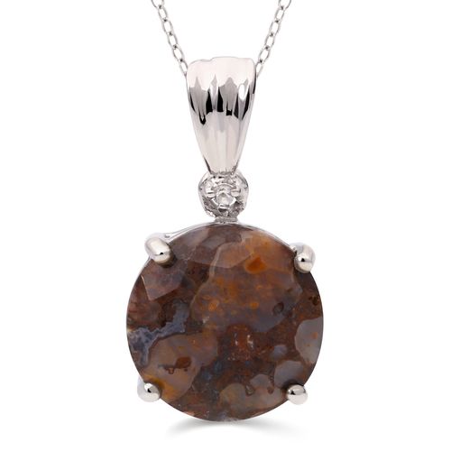 Pingente Jasper Marrom e Topázio Branco Prata 158837