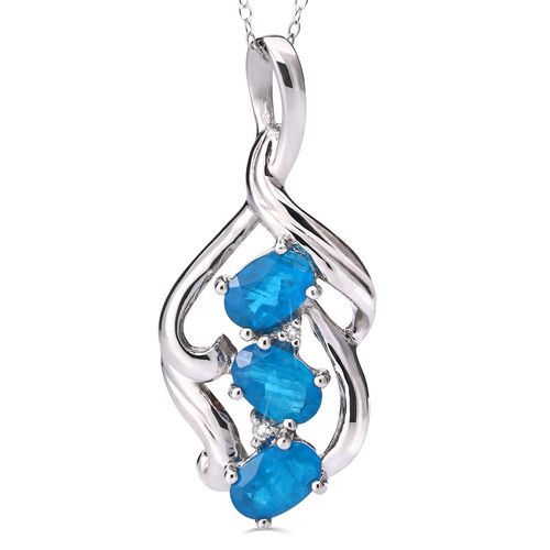 Pingente de Prata com Apatitas Neon e Topazios Brancos Aprox. 1,17 cts 159342