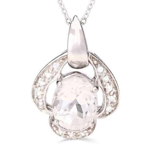 Pingente em Prata 925 com Kunzita Branca e Topázios Brancos 159394