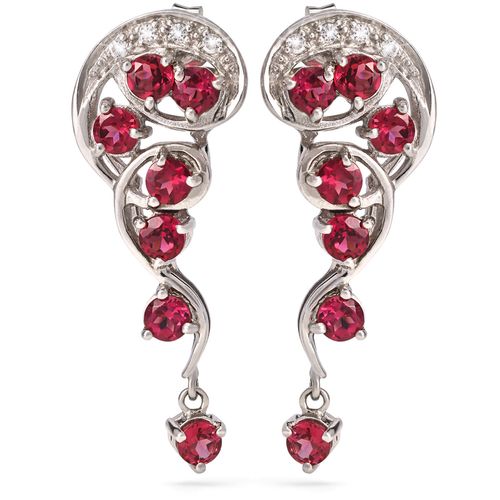 Par de Brincos em Prata 925 com Rolitas e Topázios Brancos 159965