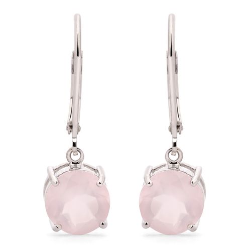 Par de Brinco Com Quartzo Rosa Prata 161295