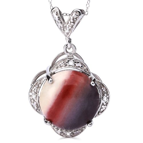 Pingente de Prata com Mokaita Cabuchon e Topazios Brancos Aprox. 8,79 cts 161630