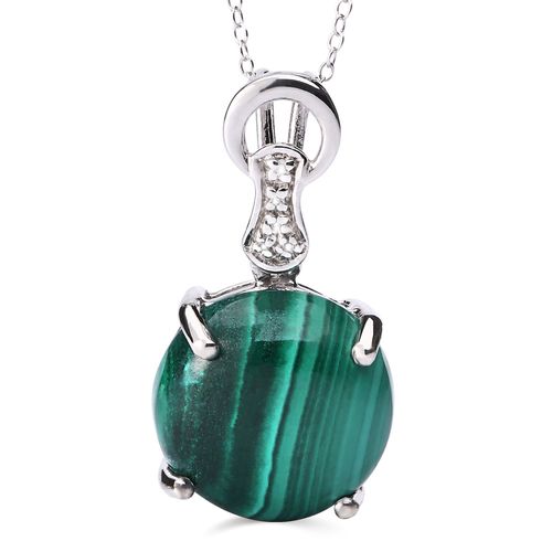 Pingente Prata Com Malaquita Cabuchon e Diamantes 162846