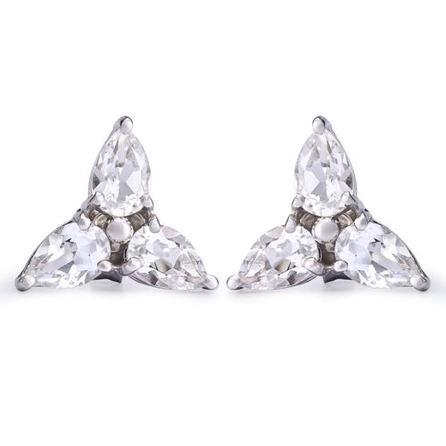 Par de Brinco em Prata 925 com Topázio Branco 162895