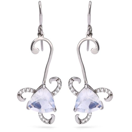 Par de Brinco Com Quartzo Blue Moon e Topázio  Prata 163164