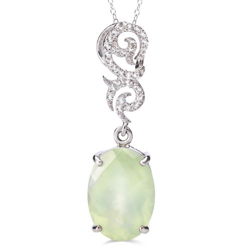 Pingente de Prata com Prenita Aprox. 5,59 cts e Topazios Brancos 163277 Pingente de Prata com Prenita Aprox. 5,59 cts e Topazios Brancos 163277