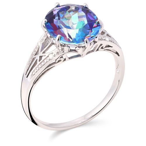 Anel Topázio Mistico Oval e Diamantes Prata 169400