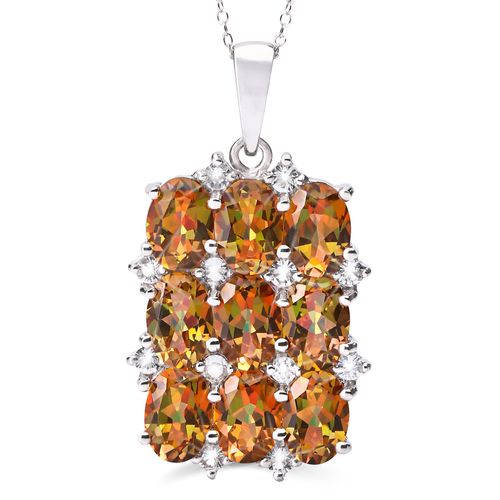 Pingente de Prata com Topazios Misticos e Topazios Brancos Aprox. 7,82 cts 170021