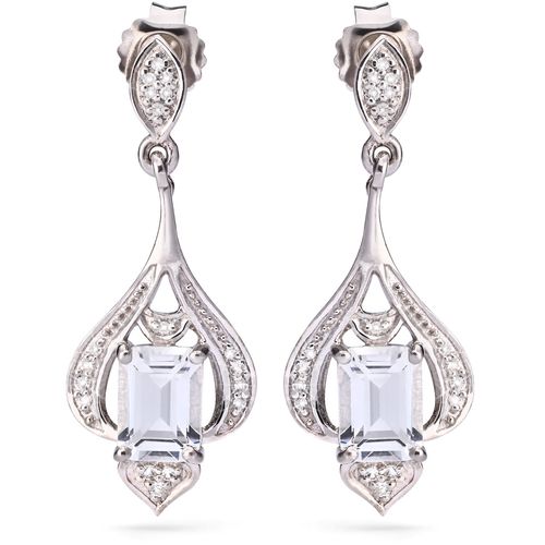 Par De Brinco Com topázio Branco e Diamantes Prata 171189