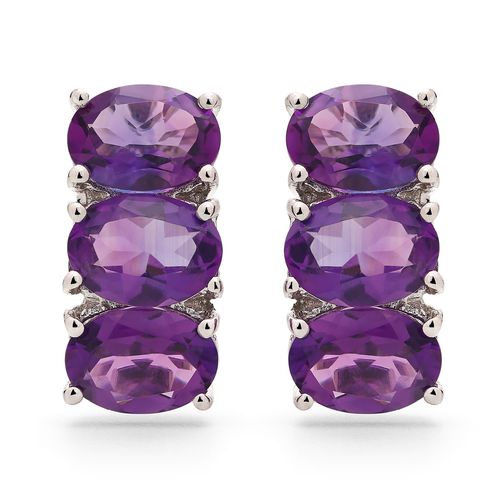 Par de Brinco Com Ametistas Prata 173267