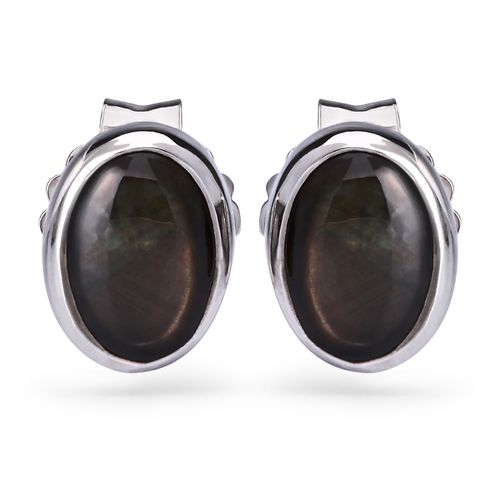 Par de Brincos em Prata 925 com Safiras Negras Estrela 173508