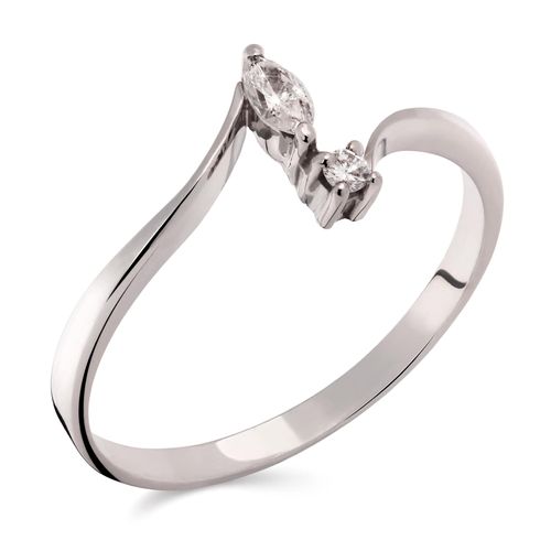 Anel Aro Desencontrado com 2 Diamantes em Ouro Branco 18k 179405