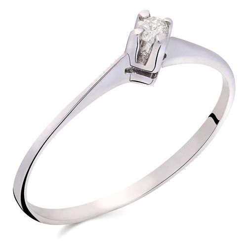 Anel Solitário Com Diamante Ouro Branco 179740