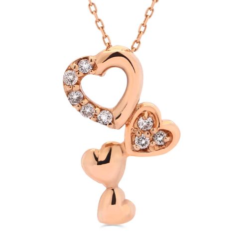 Pingente Corações com Diamantes em Ouro Vermelho 18k 179897