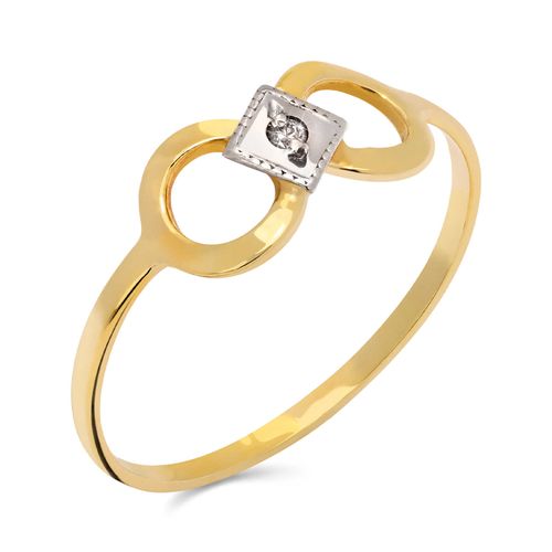 Anel Infinito Com Diamante e Detalher em Ouro Branco 18k 180235