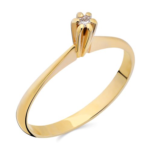 Anel Solitário Diamante Ouro Amarelo 138666