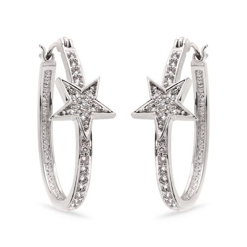 Par de Brinco Argola de Prata com Zirconias Aprox. 4,2 cts 183508 Par de Brinco Argola de Prata com Zirconias Aprox. 4,2 cts 183508