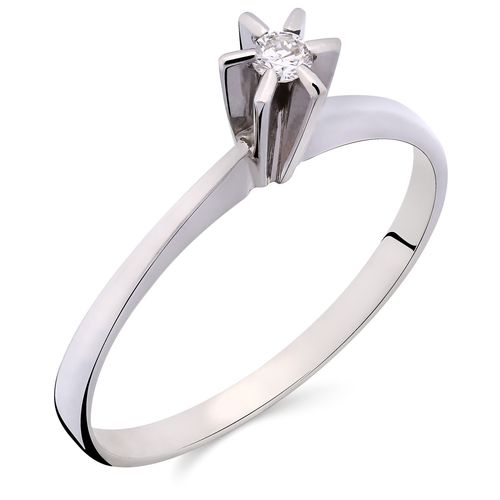 Anel Solitário Com Diamantes Ouro Branco 184584