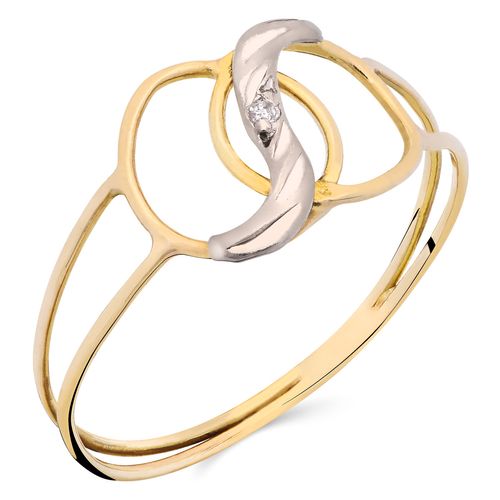 Anel Vazado Com Diamante Ouro Amarelo com Det. Ouro Branco 185848