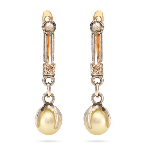 Par de Brinco com Perola 5mm e Diamante aprox. 8pts Ouro Amarelo 185919