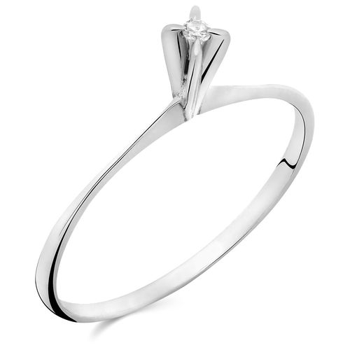 Anel Solitário Com Diamante Ouro Branco 186070
