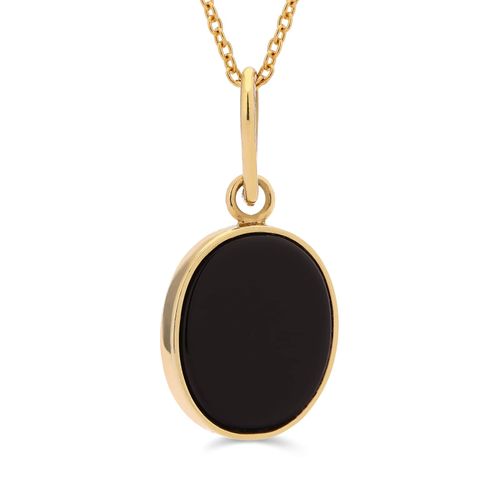 Pingente  Pedra Negra Oval em Ouro Amarelo 18k 187318