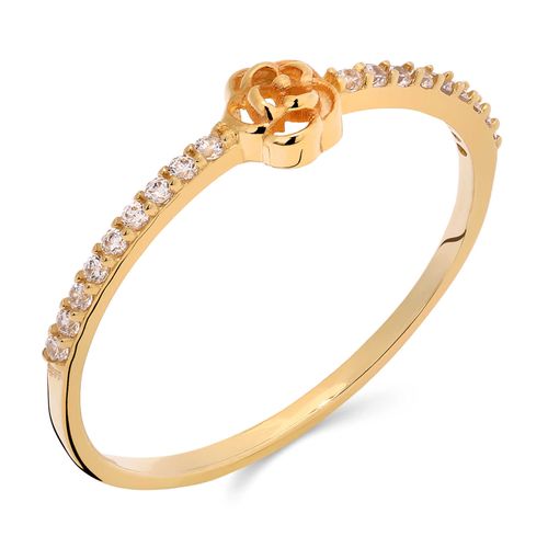 Anel Florzinha com Zircônias em Ouro Amarelo 18k 190125