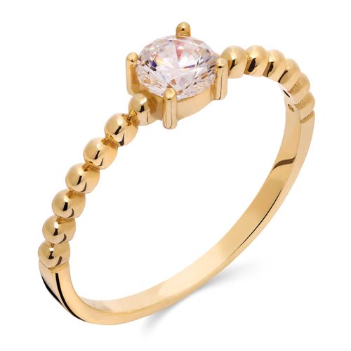 Anel de Ouro Solitário com Zircônia em Ouro Amarelo 18k 190141