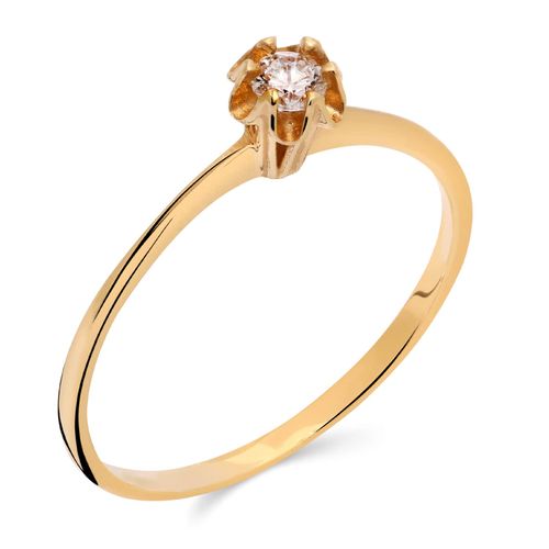 Anel Solitário com Diamante em Ouro Amarelo 18k 190733